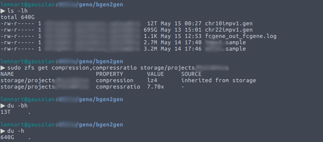 ZFS compression saves disk space